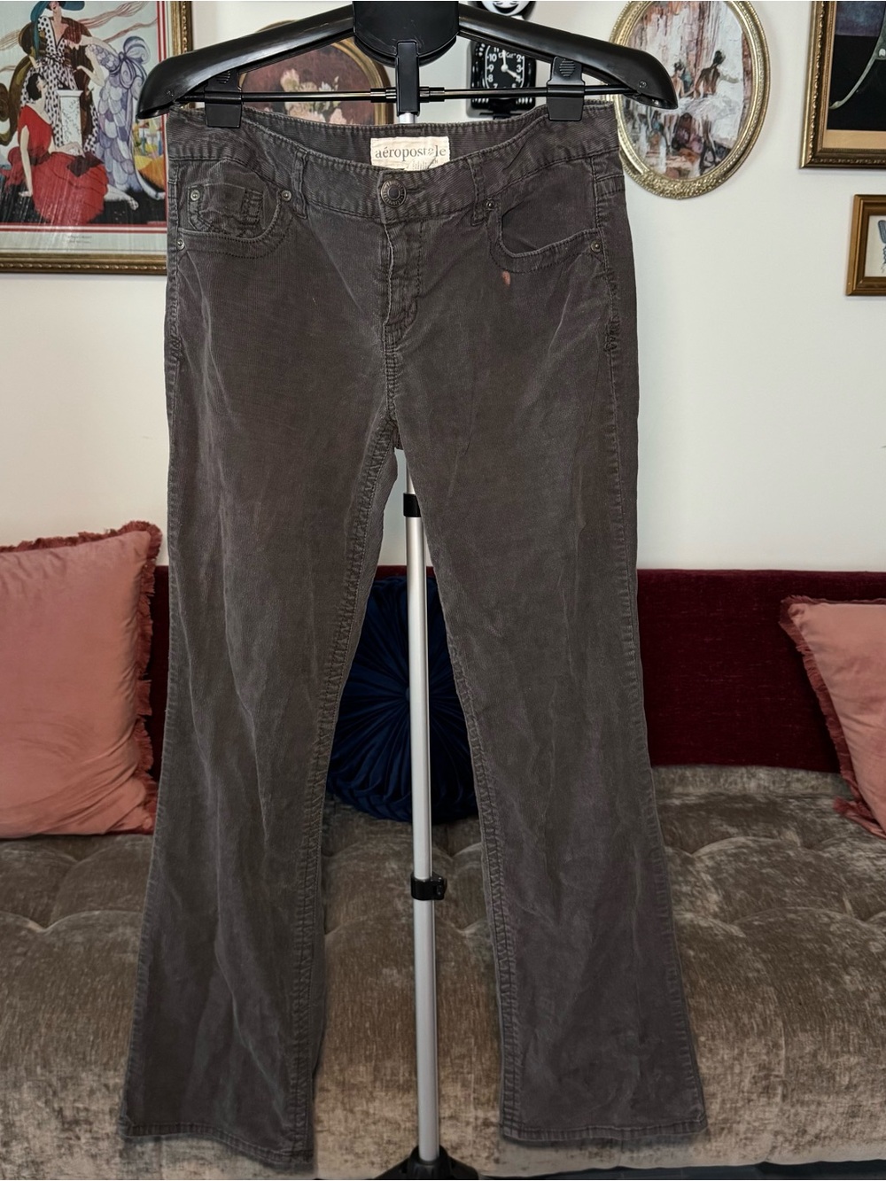 Y2K Aeropostale Grey Corduroy Flare Pants